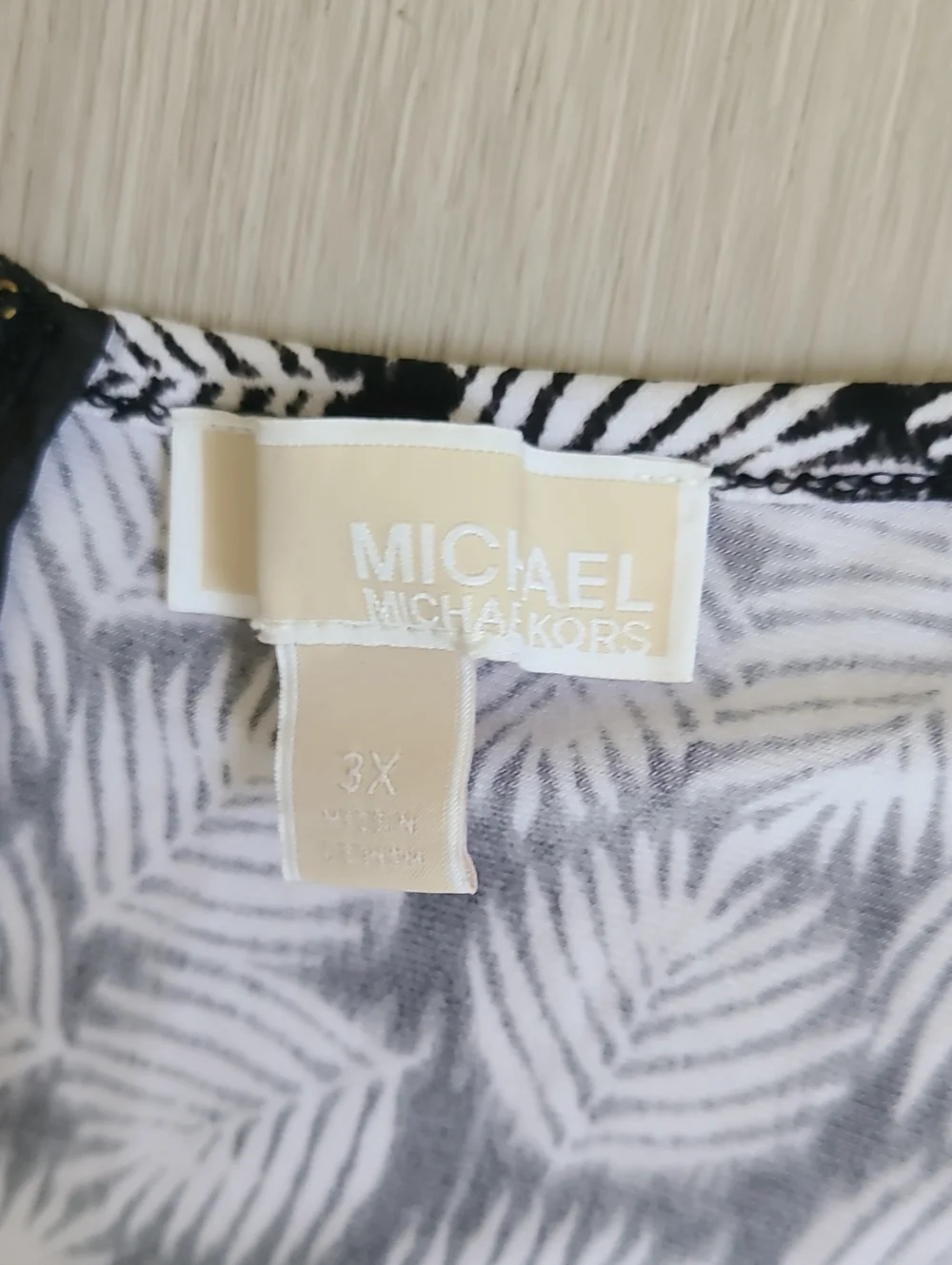 Michael Kors Black White Floral A-Line Dress Fit & Flare Plus Size 3x Leaves